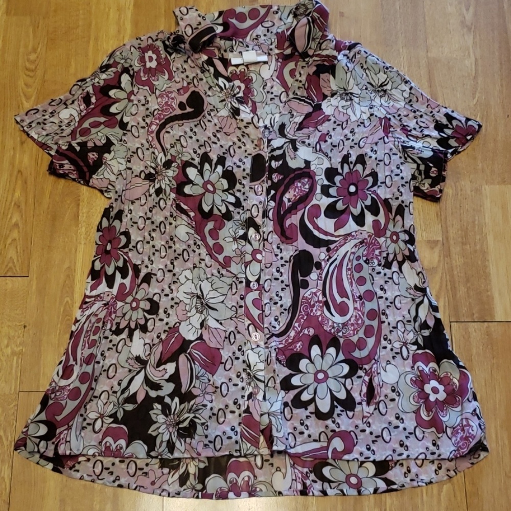 Plus mod floral accordian button down 2X